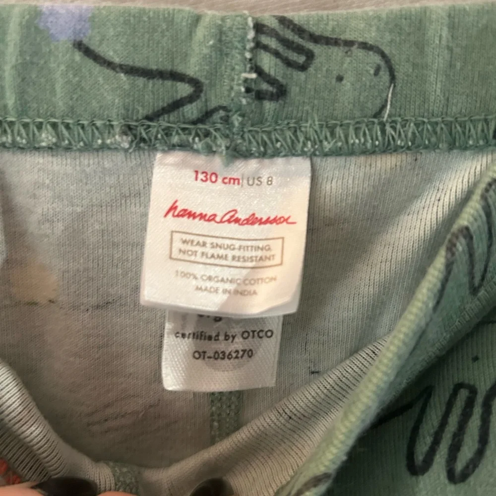 Hanna Andersson Green / Teal Bunny Print Pajama Bottoms 8 Easter PJ Pants